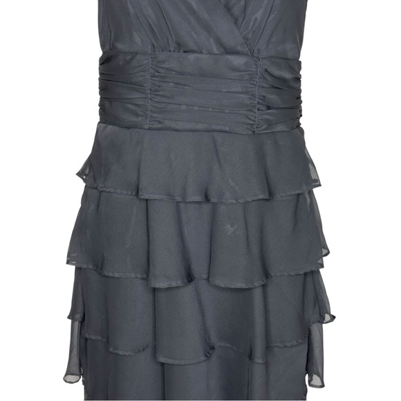 Vintage Patra Elegant Black Tiered Chiffon Sleeveless Dress Formal Size 8 - Picture 7 of 9